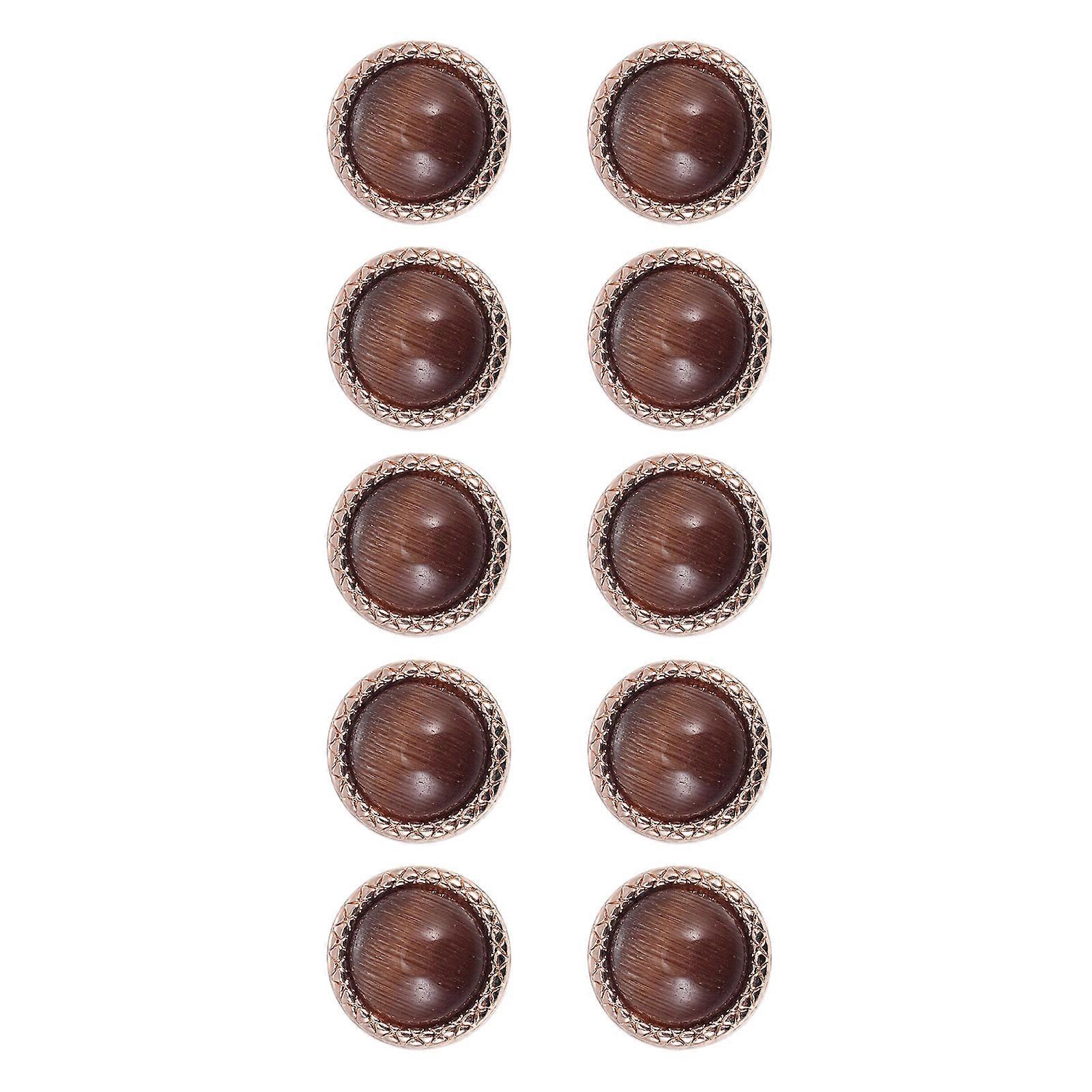Round Clothing Buttons Sweater Buttons for Overcoats Coffee Alloy Decorative 10Pcs