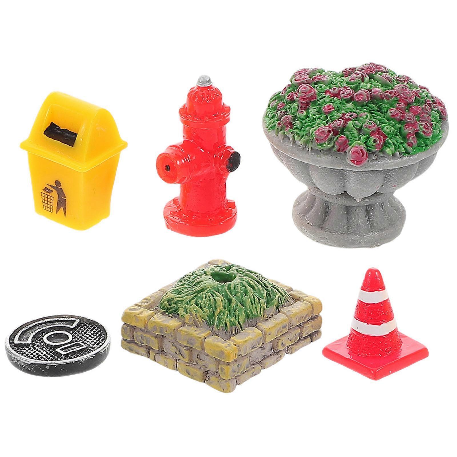 Mini House Decor Micro Landscape Accessories for 6Pcs Resin Models