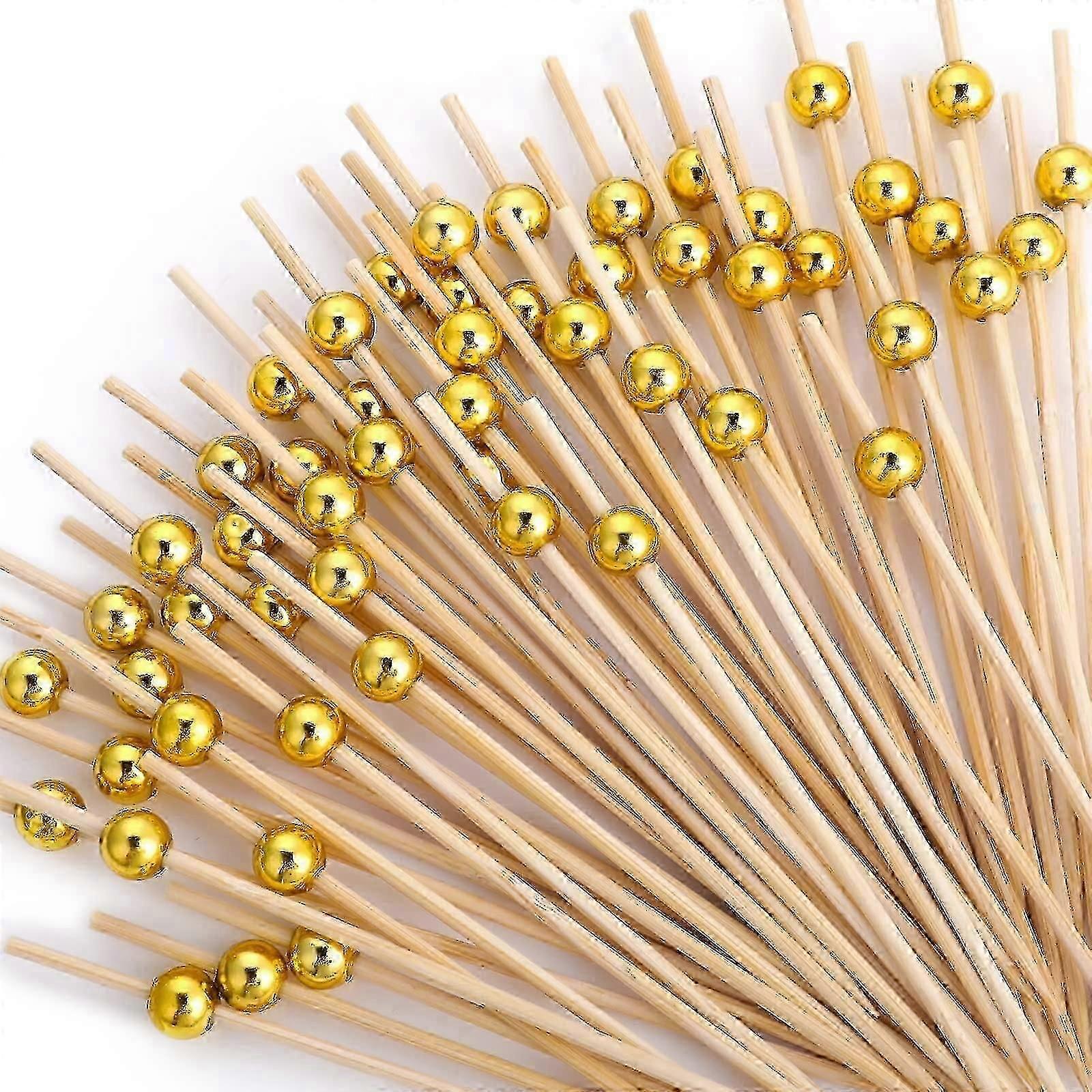 100Pcs Cocktail Picks, 4.7 Inch Fancy Cocktail Toothpicks For Appetizers Skewers Bamboo Cocktail Picks For Party, Happy Hehe Ma