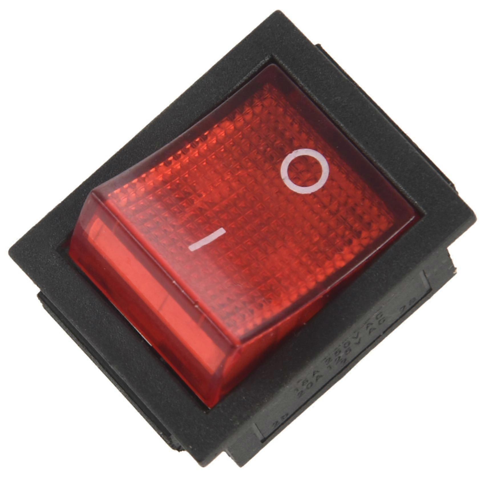 Red Light 4 Pin DPST ON/OFF Snap in Rocker Switch 15A/250V 20A/125V AC 28x22mm
