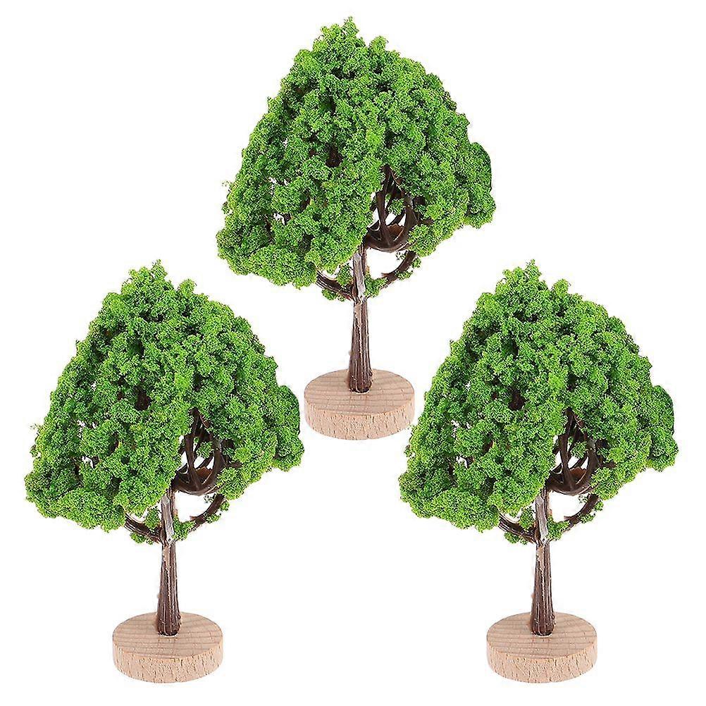 3pcs Miniature Diorama Street Trees Building Model Trees Realistic Model Trees with Base for Train Scenery Micro Landscape Ornament