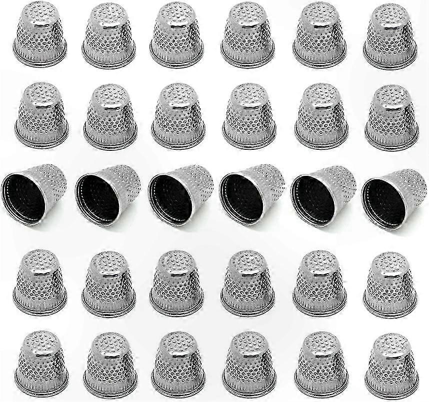 Antique Silver Thimbles, 30-Pack for Hand Sewing Projects (19mm x 18mm)