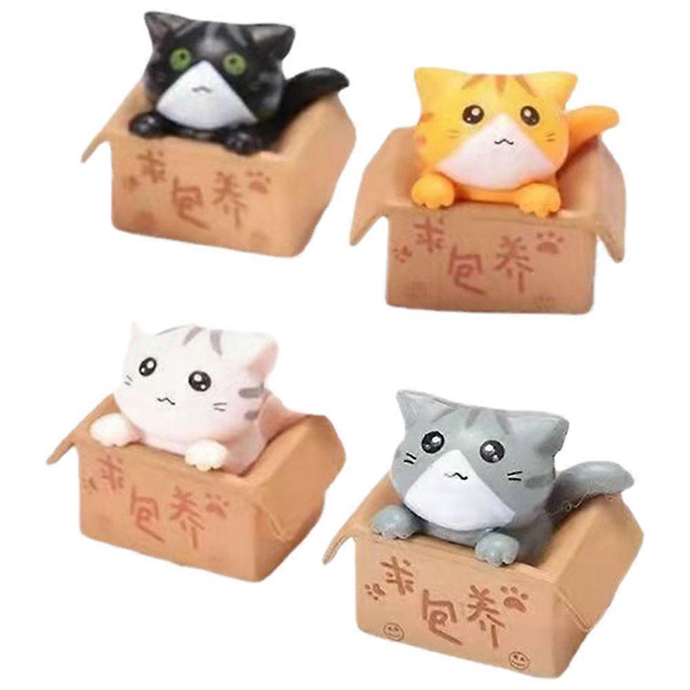 Mini Cat Figurines Decorative Set for Desktop 12Pcs PVC Assorted Color Kitten Figures
