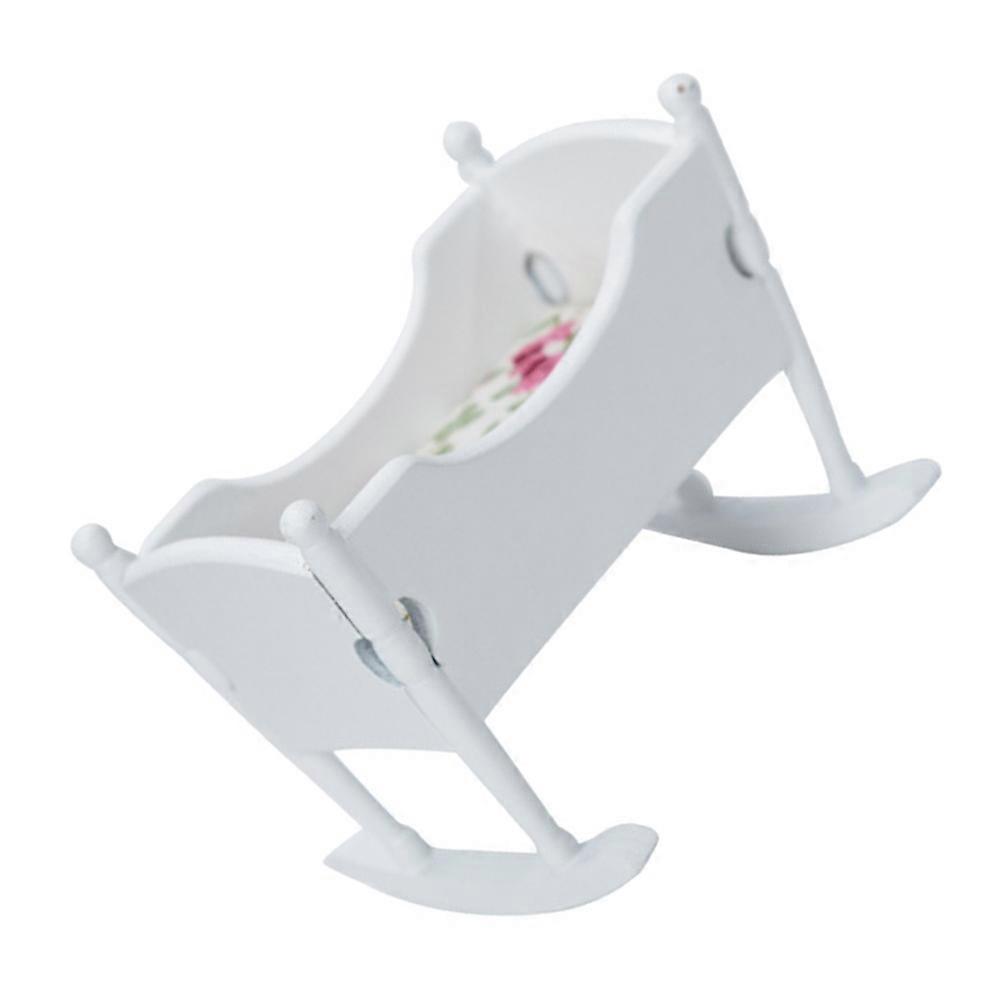 Miniature Cradle Model Dollhouses Baby Bed for Decor Use 2Pcs Material
