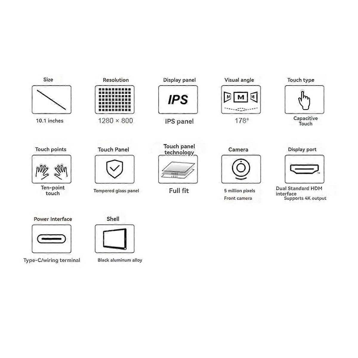10.1 Inch LCD Display Touch Screen with 5MP Front Camera UK Plug