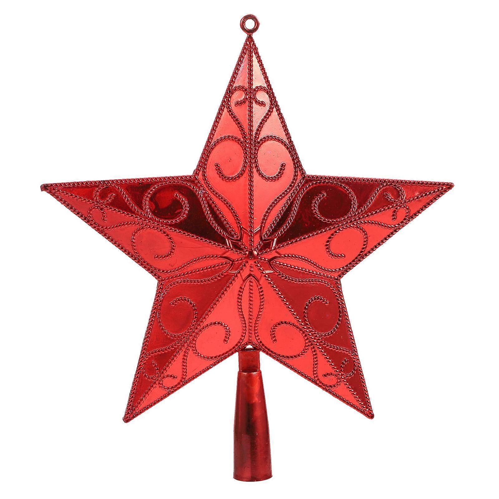 Xmas Tree Decoration Star for Decoration 3Pcs Red Tree Topper Pentagram