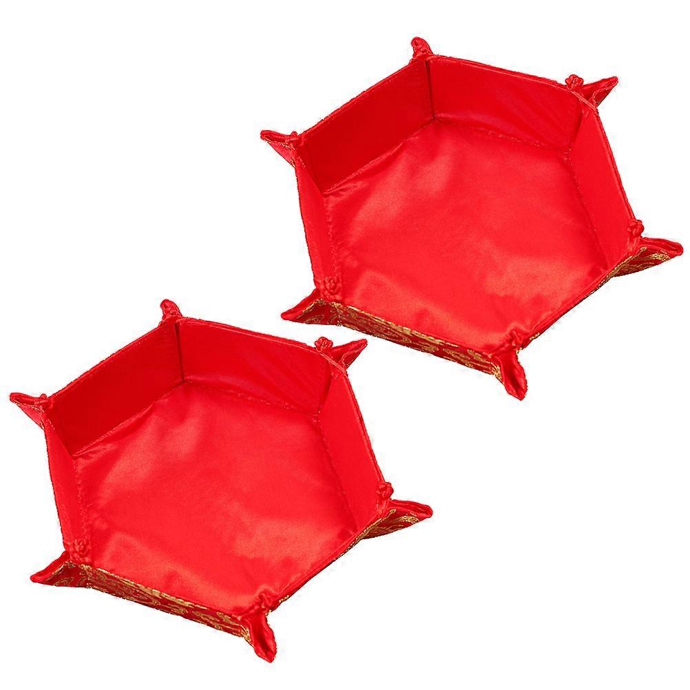 Chinese Style Fabric Candy Container Candy Plate for Wedding 4Pcs