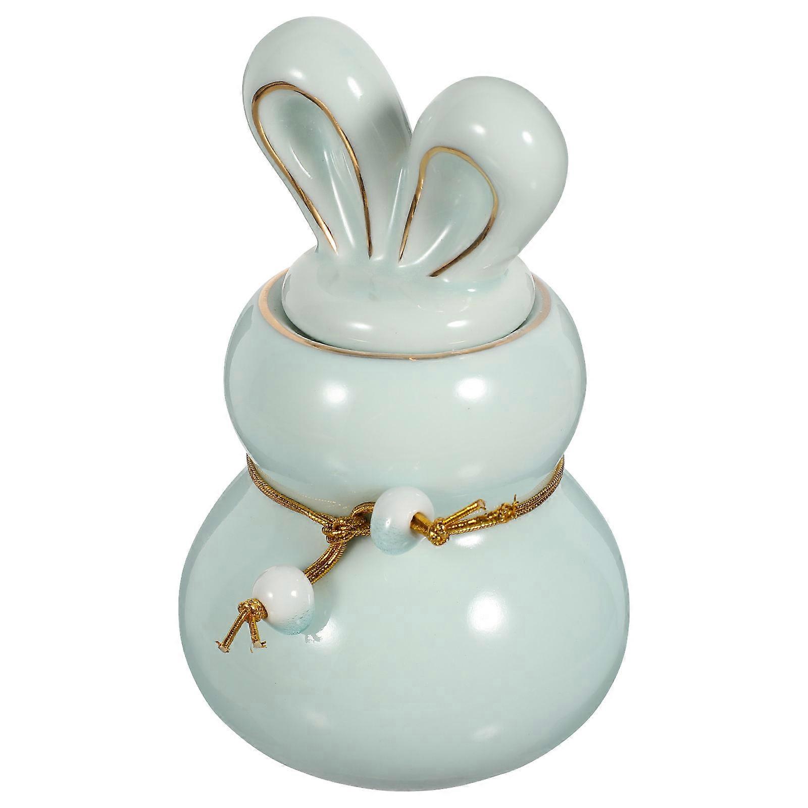 Cylindrical Ceramic Tea Storage Container 4Pcs Retro Bunny Canister Perfect For Pantry Shelf Sealing Function