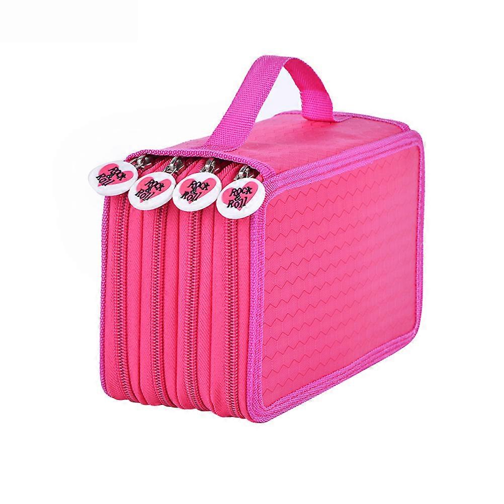 Colored Pencil Case 3Pcs for Storage 72 Slots with Compartments Rose Red