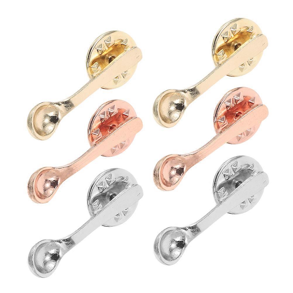 Spoon Shaped Alloy Lapel Pins for Hats Multi Color Daily Wear 6Pcs