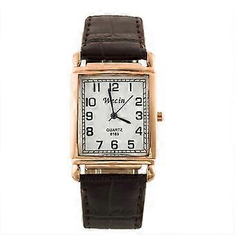 Reloj de cuarzo Correa cuadrada de cuero sintético que funciona con batería Hebilla de alfiler ajustable Regalo de cumpleaños Hombre elegante Reloj de pulsera de cuarzo Joyería de moda