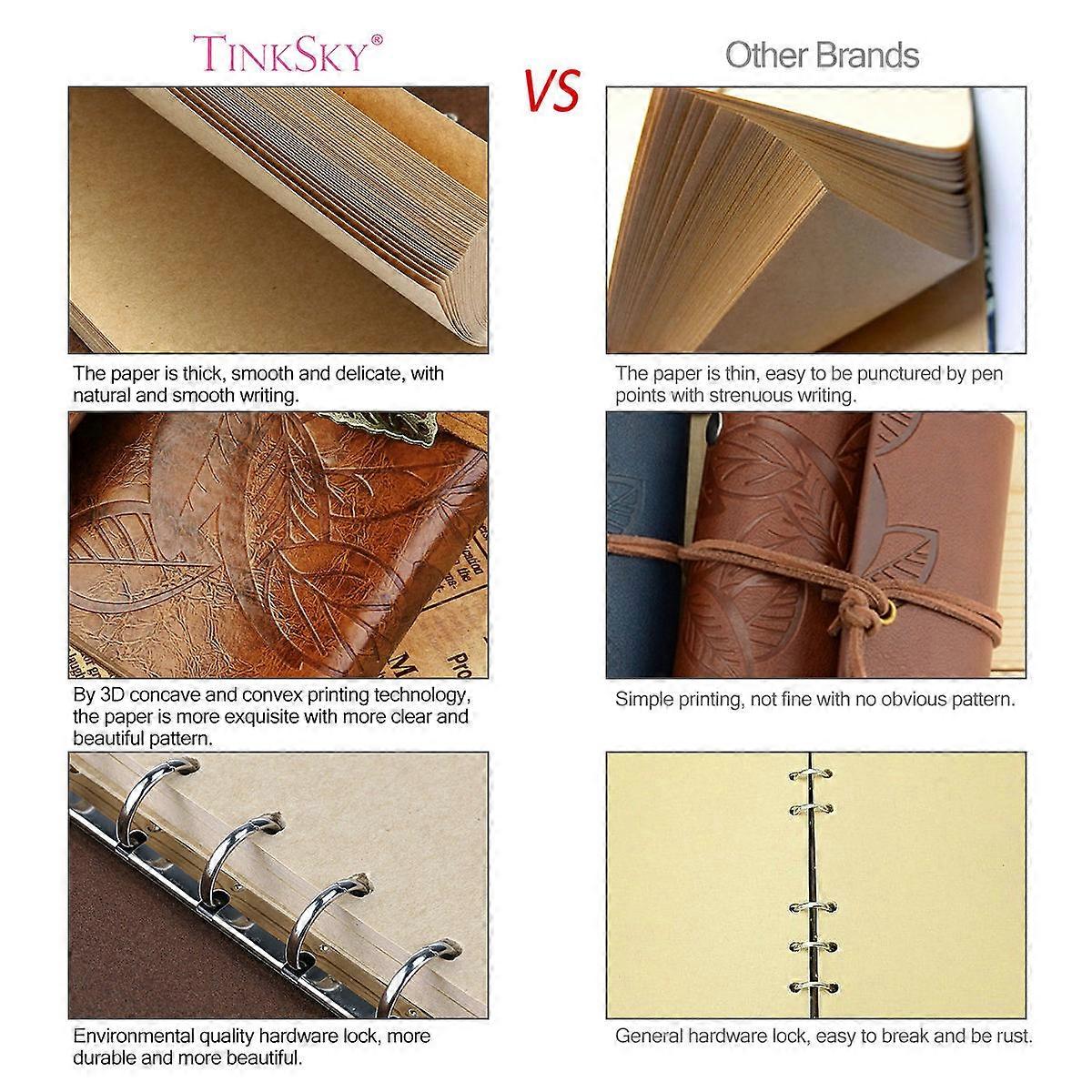 Vintage Style Leaf Notebook for Writing Use PU Cover Loose-Leaf Bound