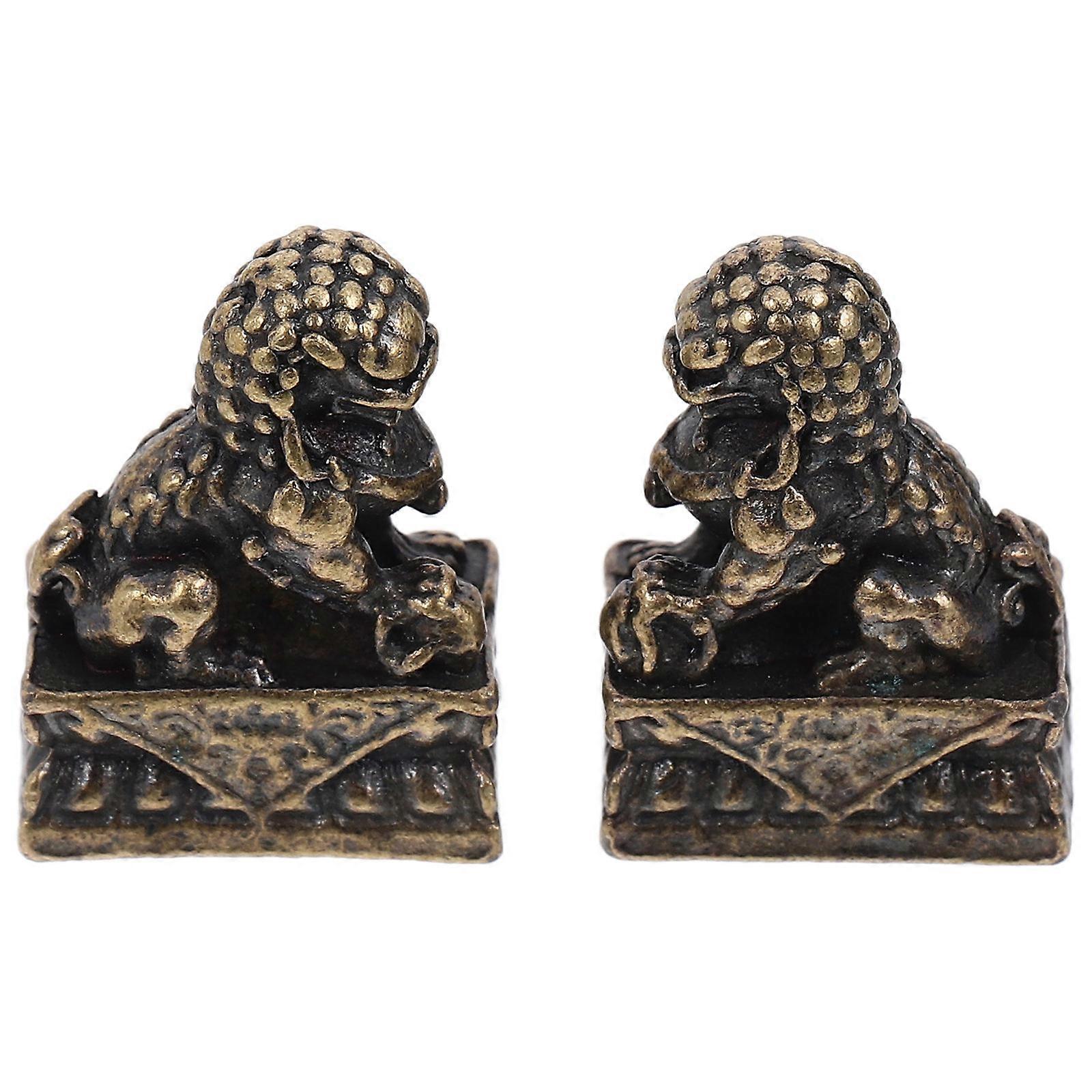 Chinese Style Guardian Lion Statues Decorative Lion Figurines for Wealth 5Pairs