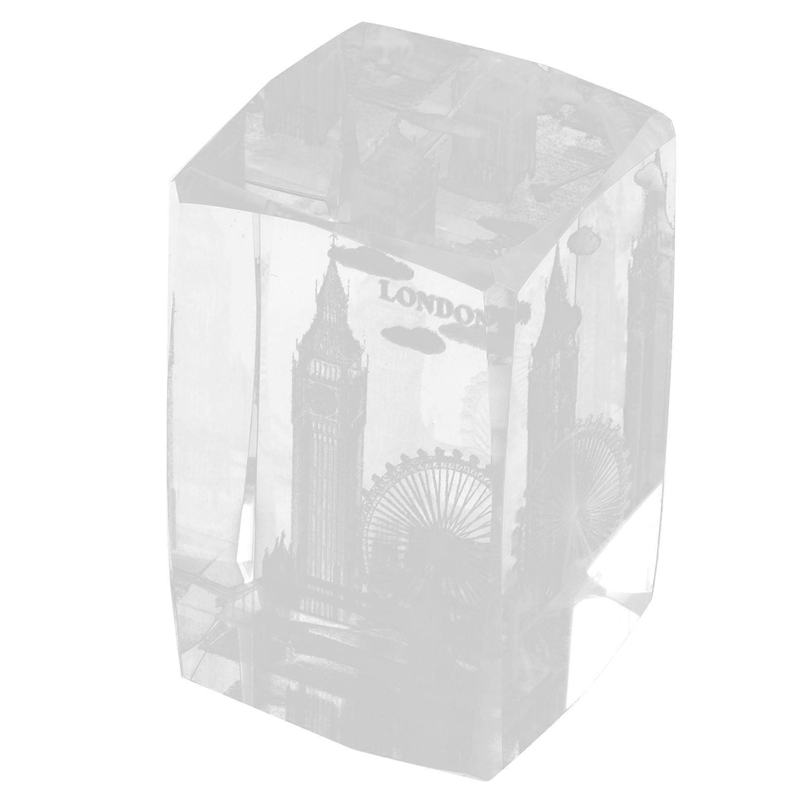 Engraving Crystal Cube Ornament for Desktop Decor 2Pcs Transparent Crystal