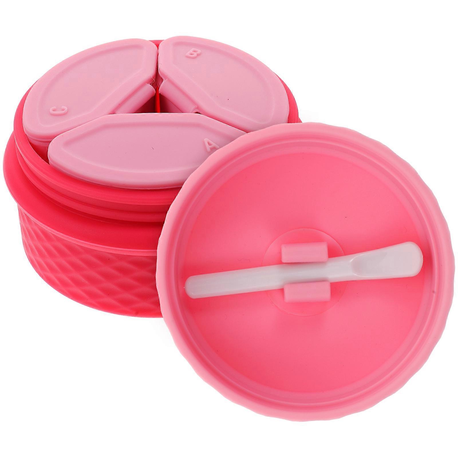 Silicone Makeup Container Set Empty Cream Holder for Storage 4Sets Pink