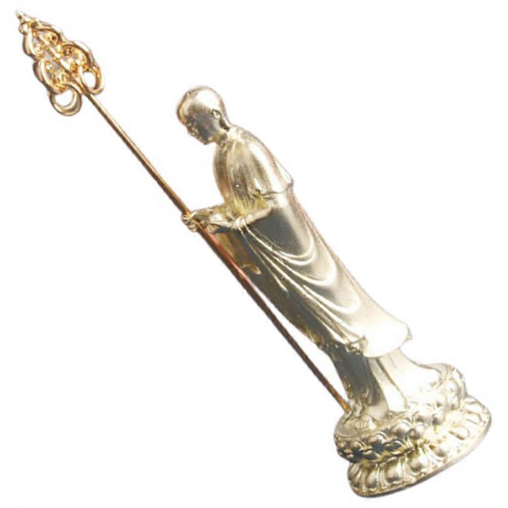 Golden Brass Buddha Statue with Monk Spade for Home Decor Craft