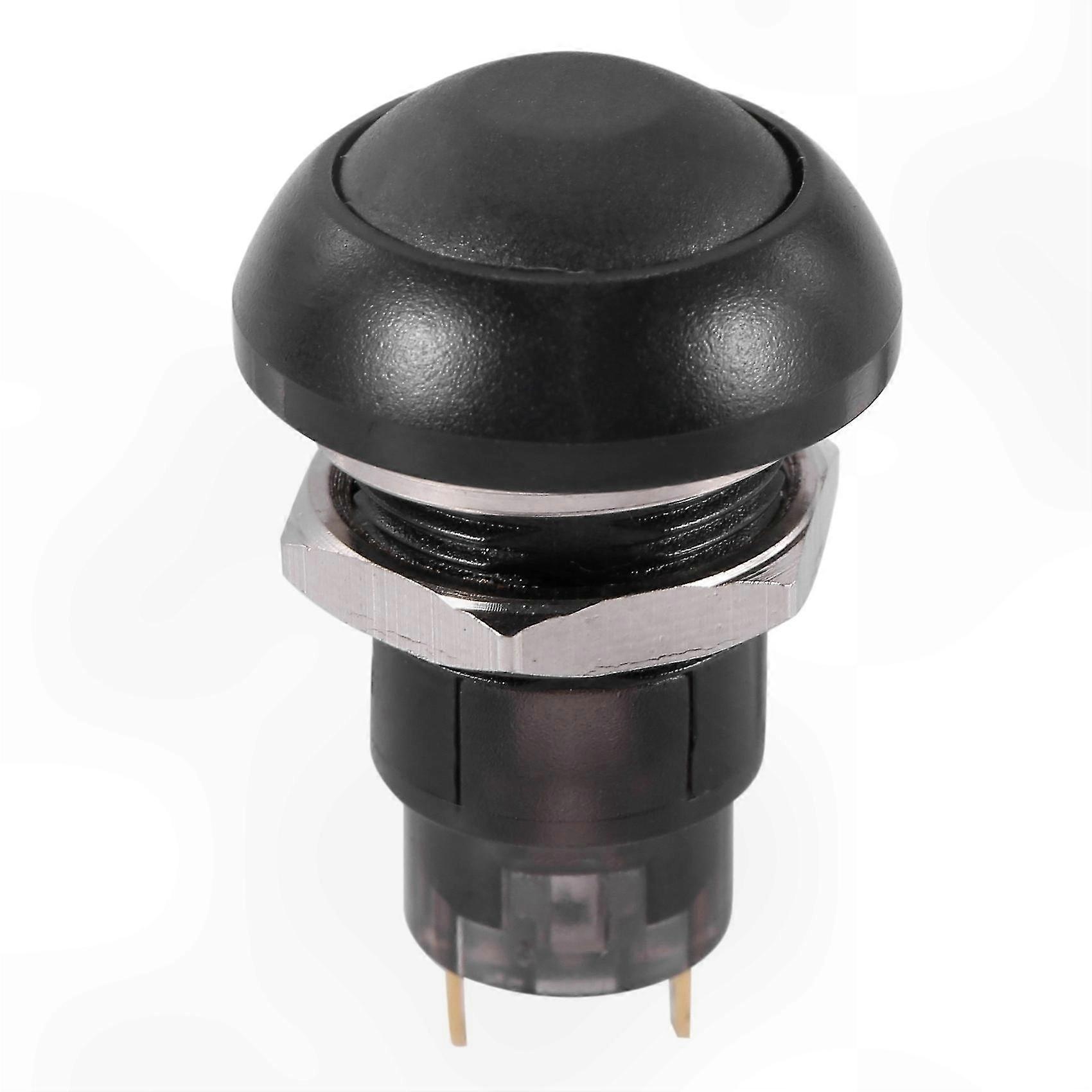IP67 Waterproof On-Off Switch, 12mm SPST Latching Button, Black Color
