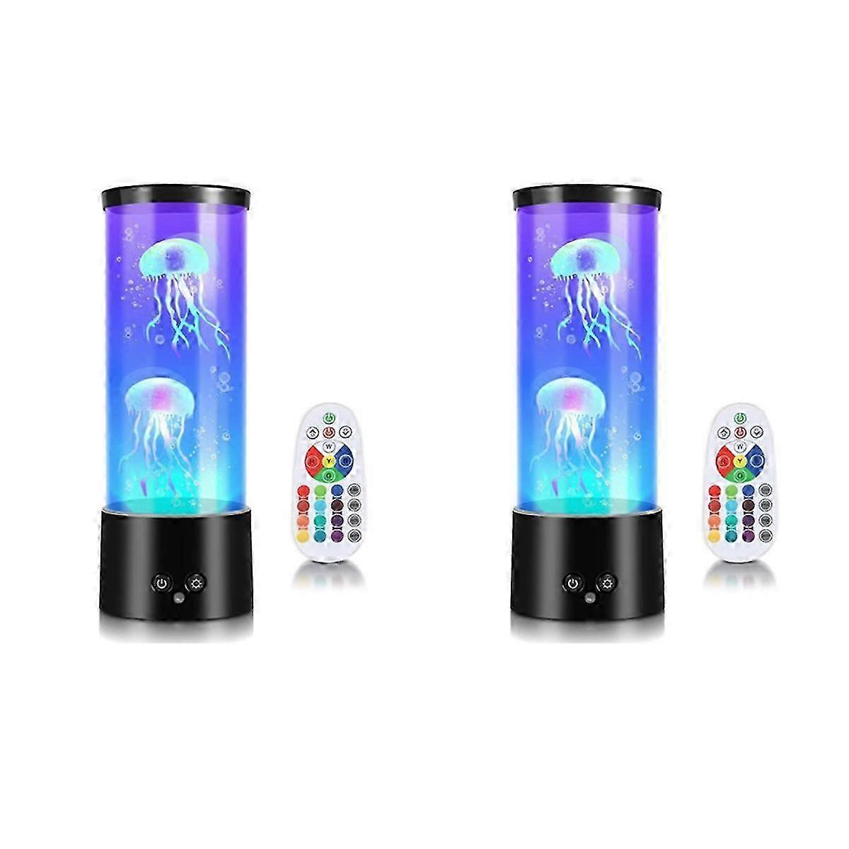 2X RGB Jellyfish Lamp Jellyfish Aquarium with Remote Control Lava Lamp Coloured Mood Light suitable for Home