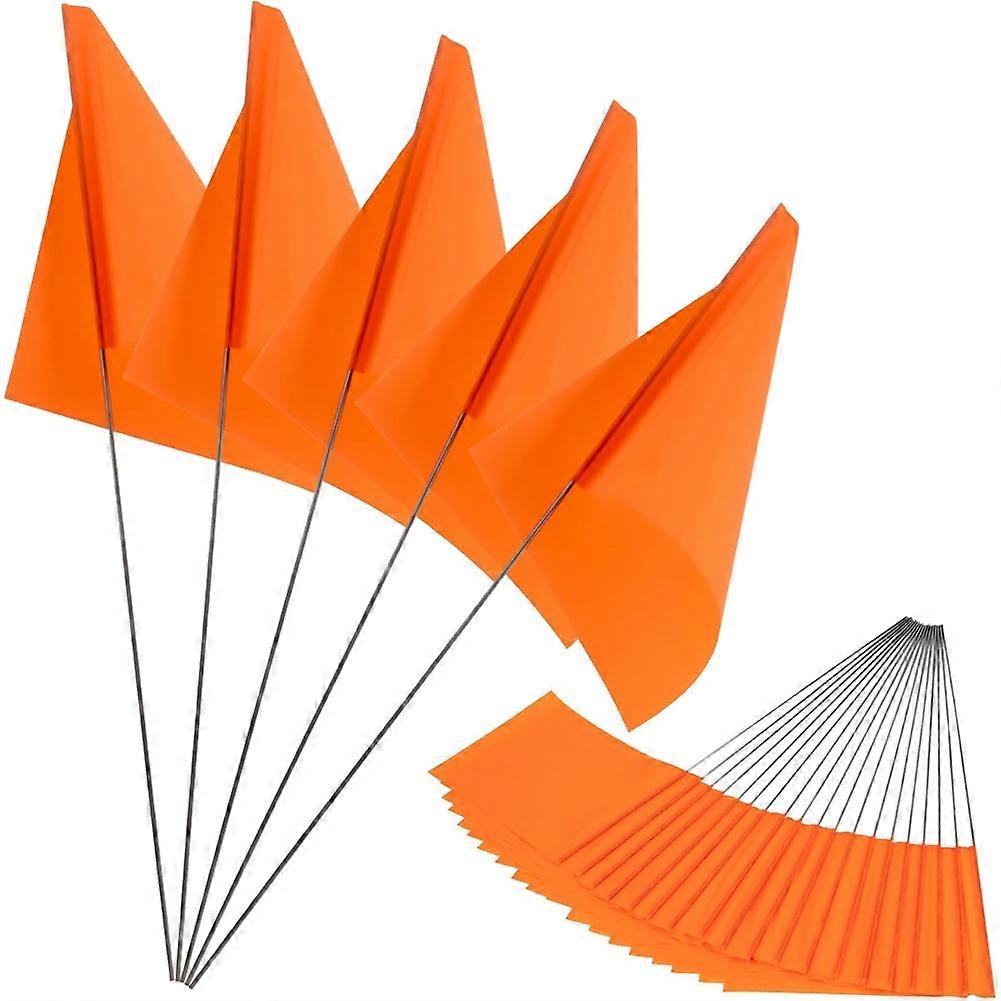 100Pack Fluorescent Orange Marking Flags,15x4x5inch Yard Flags