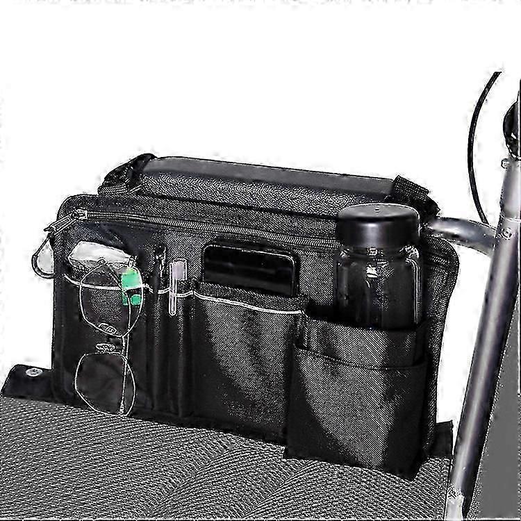 Wheelchair Storage Bag with Cup Holder, Reflective Strips - Side Organizer for Walkers, Rollators