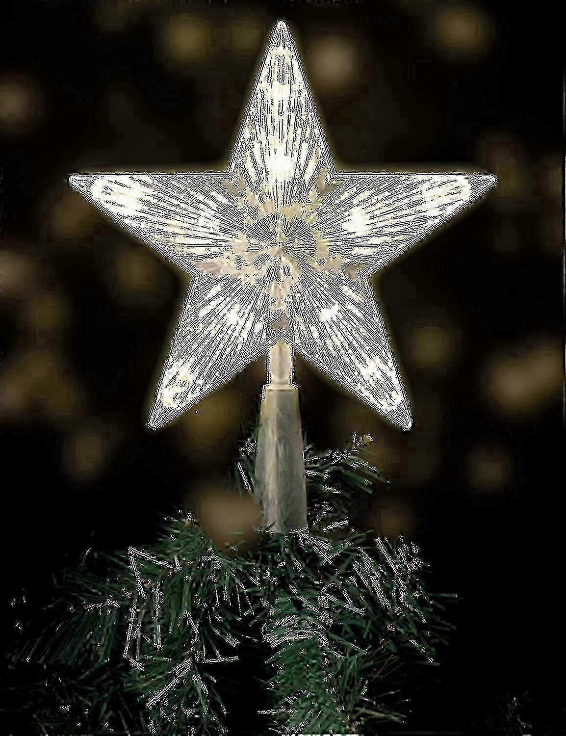 Christmas Tree Top With 10 Leds With Power Plug - Illuminated Christmas Tree Top In Warm White - Christmas Tree Star Top Tree Top 26s