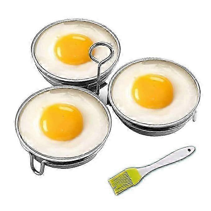 Ensemble de 3 tasses de pocheuse à œufs avec anneaux de cuisson en acier inoxydable