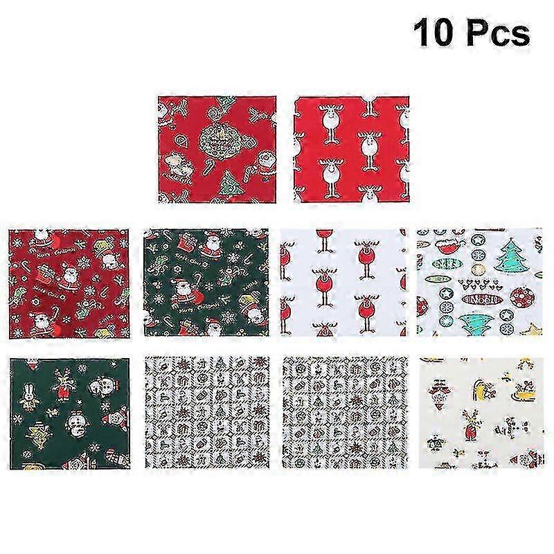 10pcs Christmas Theme DIY Fabric with Random Pattern for Buchartong Print
