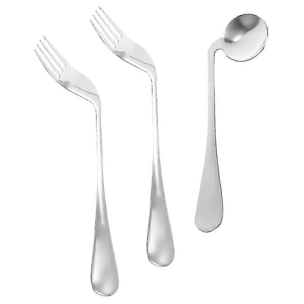 Feeding Angled Spoon and Fork Set for Elderly 1Set Ergonomic Lightweight Utensils