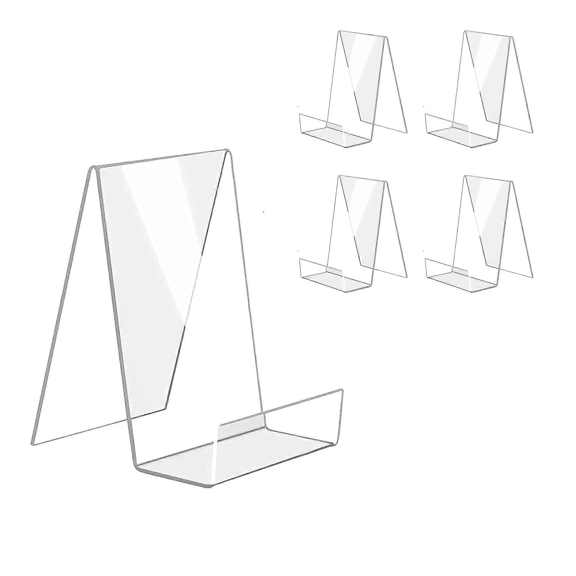 5 Packs Clear Acrylic Book Stand,Transparent Book Display Stand, Book Stands for Display, Acrylic Bookshelf for Displaying Picture Albums, Books, Musi