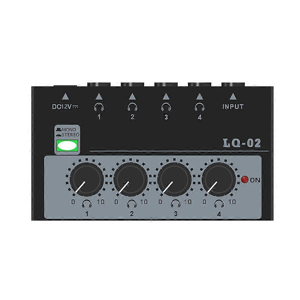 Portable Stereo 4 Channel Headphone Amplifier 1 in 4 Out Preamplifier for Live Streaming Recording Mixer US Plug
