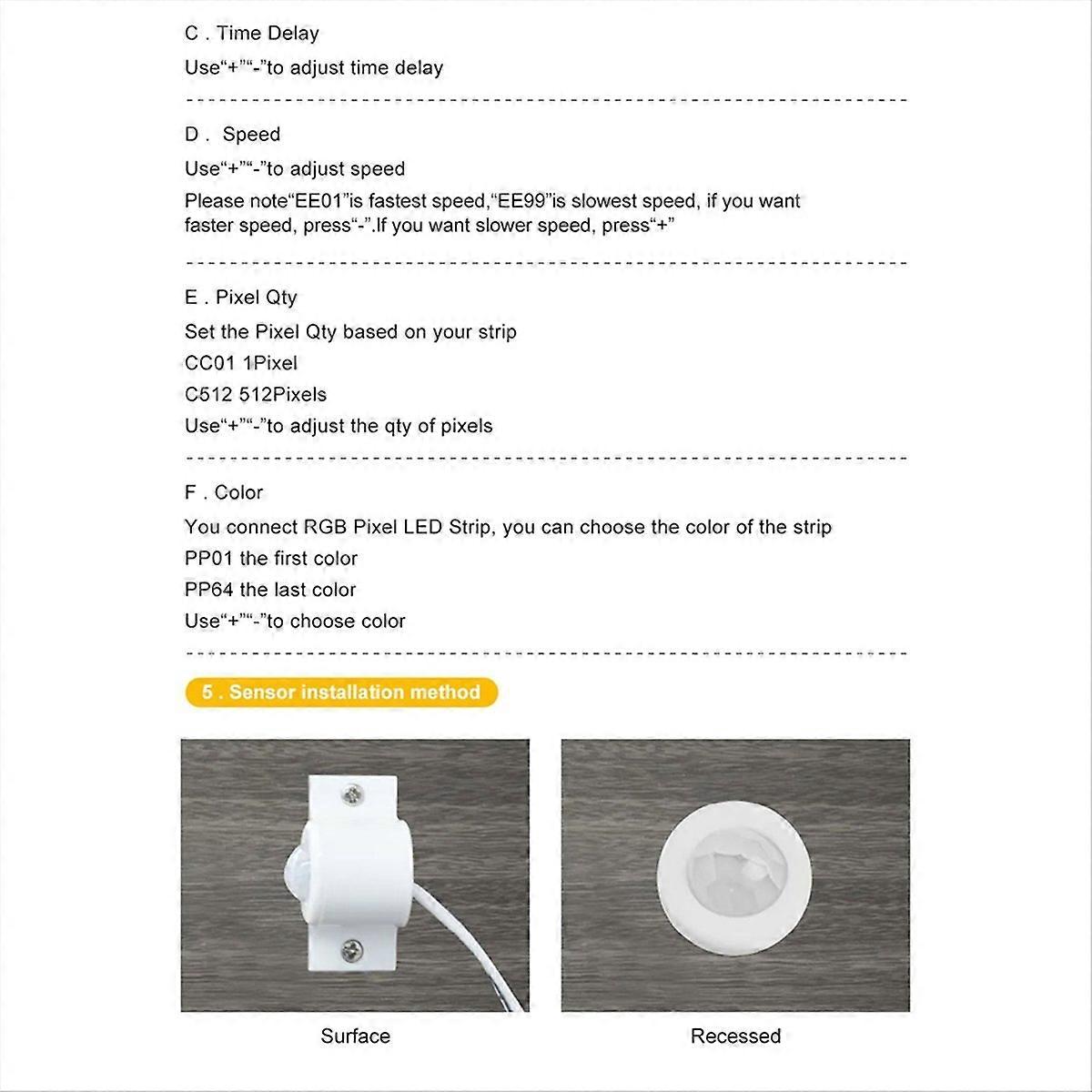Motion Sensor LED Stair Pixel Lights Controller RGB LED Controller