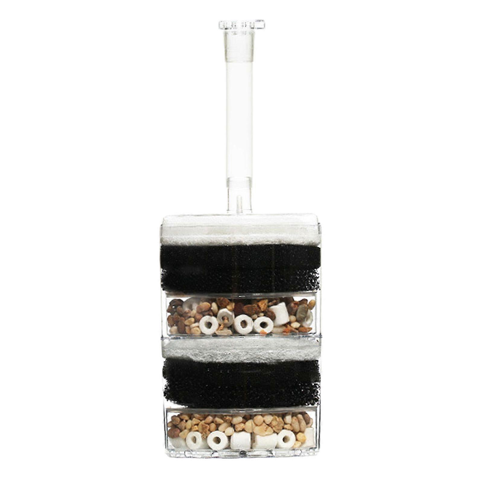 Aquarium Corner Filter Fish Tank Air Driven Sponge Filter Bio Filtration Corner Filter with Multi Kinds of Filter Media for Fry Shrimp Nano Fish Tank