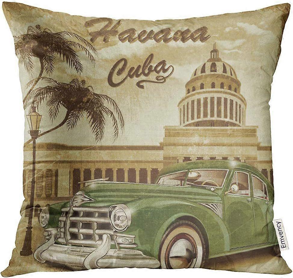 n1146スロー枕カバーハバナキューバレトロ1950S 1960S装飾枕カバー家の装飾スクエア18x18インチ枕カバー-TB4146 hnj1146