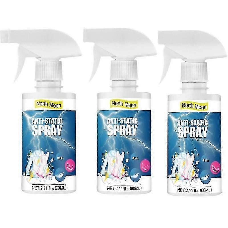 3-Pack Anti-Static Spray, 350ml Each for Clothing, Hair, and Carpets, Reduces Static Cling and Frizz