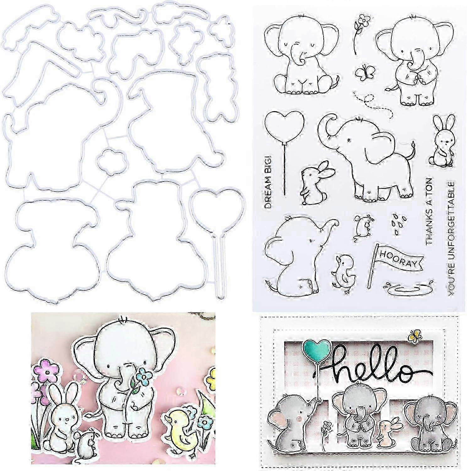 Elephant Clear Stamps & Cutting Dies Kit - DIY Scrapbooking