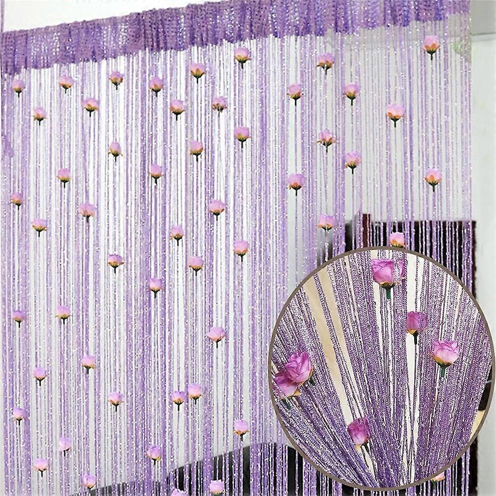 100 x 200cm Decorative Flower String Curtain Door Tassels Curtain Window Room Divider Blind for Home