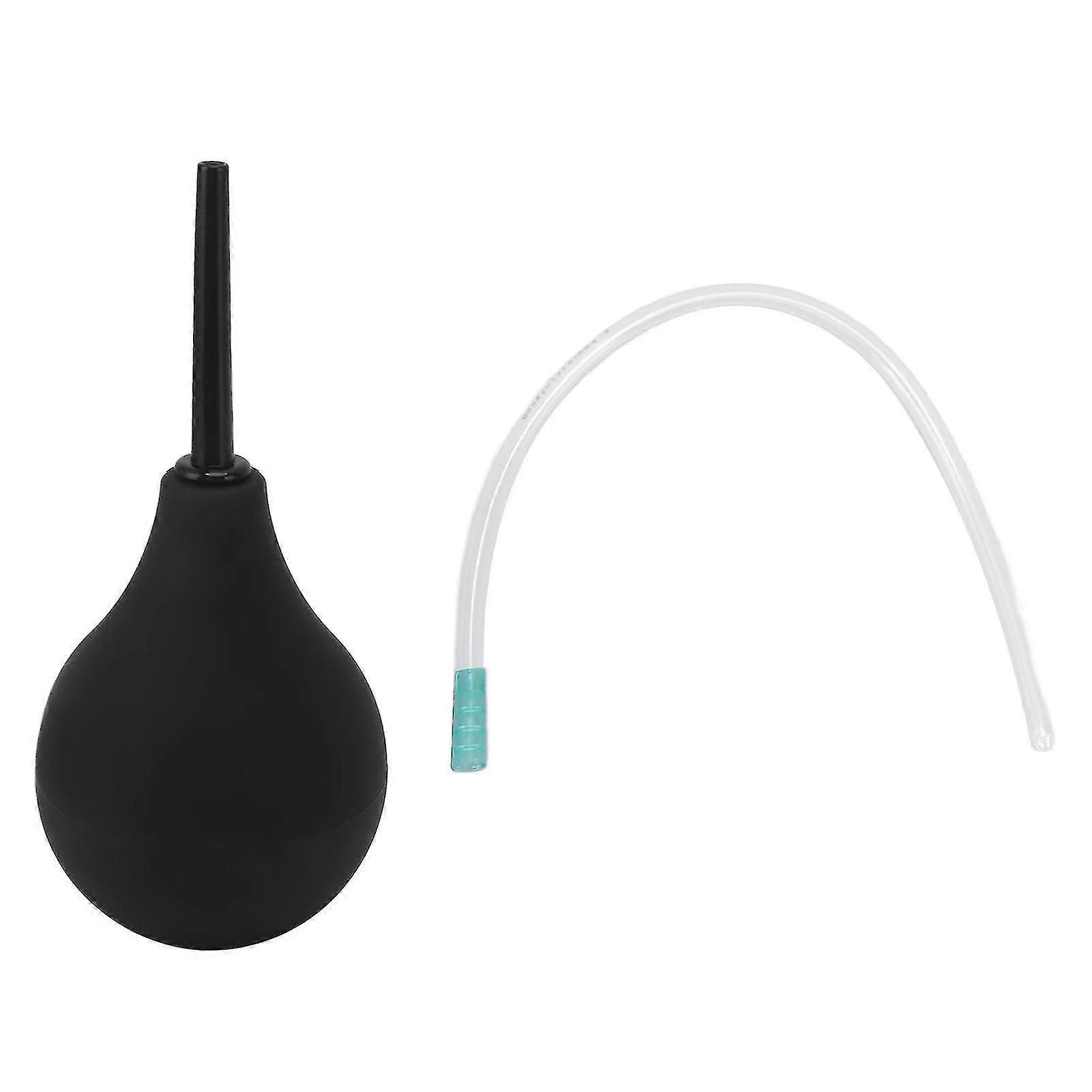 طقم حقنة شرجية لمبة سيليكون دوش مع خرطوم للاستخدام الفردي للنساء منظف شرجي تضيق أسود 224 مل