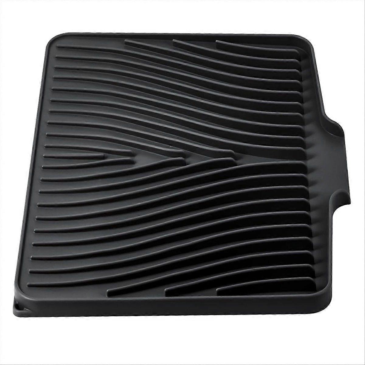 Silicone Dish Drying Mat for Kitchen Counter, Dish Drying Pad, Non-Slip Drain Pad with Built-in Dra