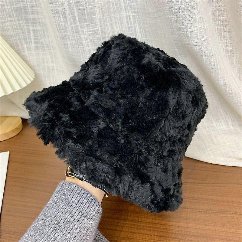 Winter Plüsch Eimer Hut Damen Vintage Eimer Hut Casual Warm Eimer Hut