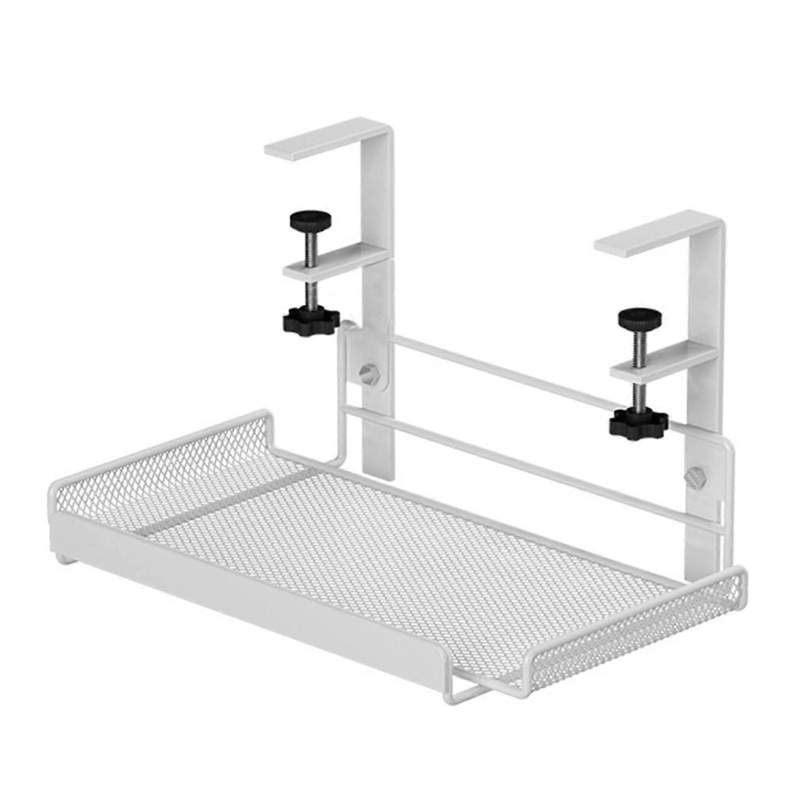 Under Desk Basket Carbon Steel White Small Undertable Box Study Desk Storage Solution