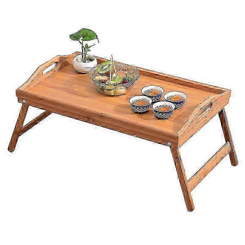 Bed Tray Table with Foldable Legs,Bamboo Breakfast Tray