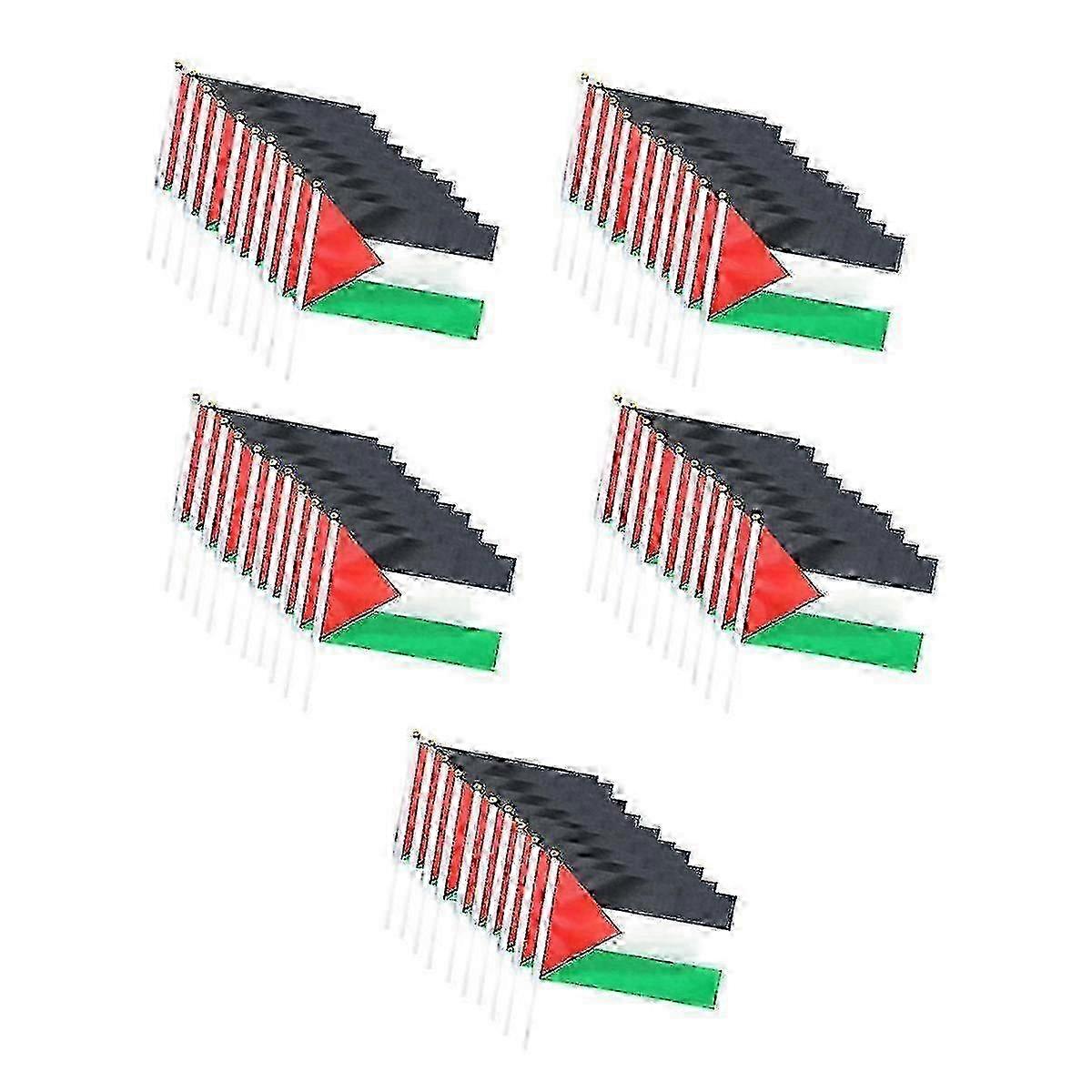 50Pcs Palestine Desk Flag 14X21cm Double Sided with Pole for Office Display