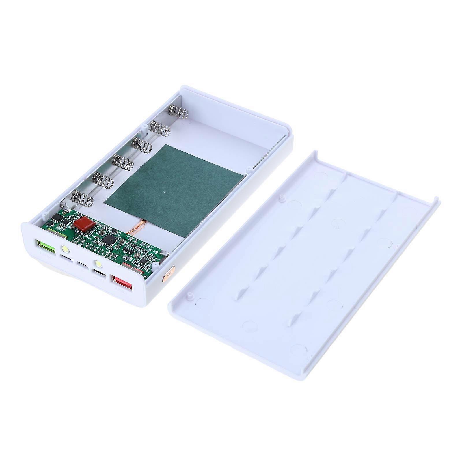DIY Power Bank Box 6x18650 Battery Outer Case Shells Wireless Charging/Quick Charging Version Battery Not Included  White