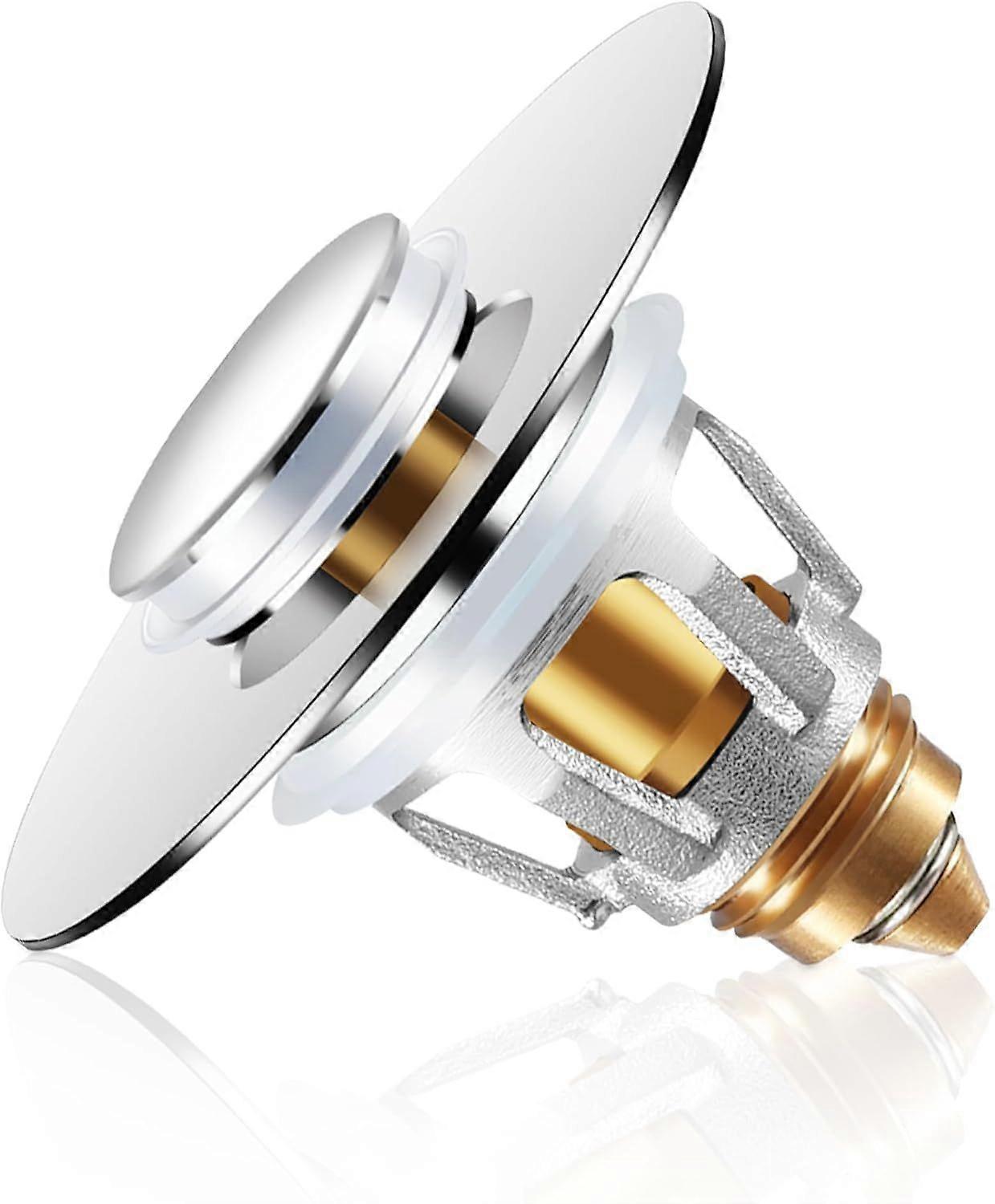 2 in 1 Bathroom Sink Stopper and Hair Catcher, Universal Basin Pop Up Drain Stopper, Sink Drain Strainer for 1.1~1.5 in U.S. Standard Drain Holes  1 P