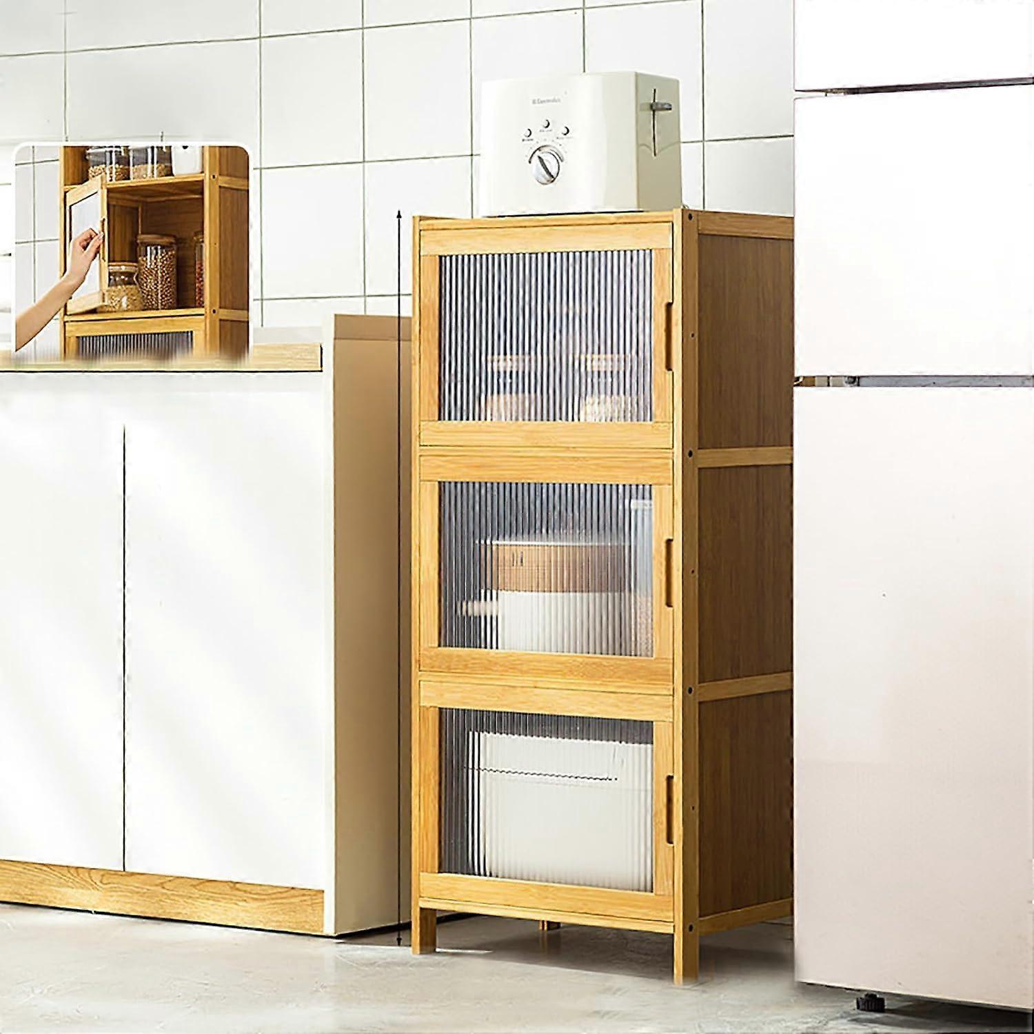 Kitchen Pantry Cabinet Freestanding Cabinet With Spice Rack And Shelves For Pots And Pans, For Dining And Living Spaces