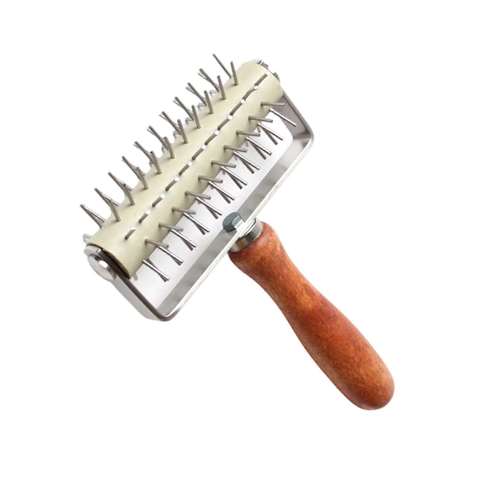 Portable Pizza Docking Tool Stainless Steel Dough Bubble Preventer Wood Handle Baking Instrument for Picnics and Parties Multicolor