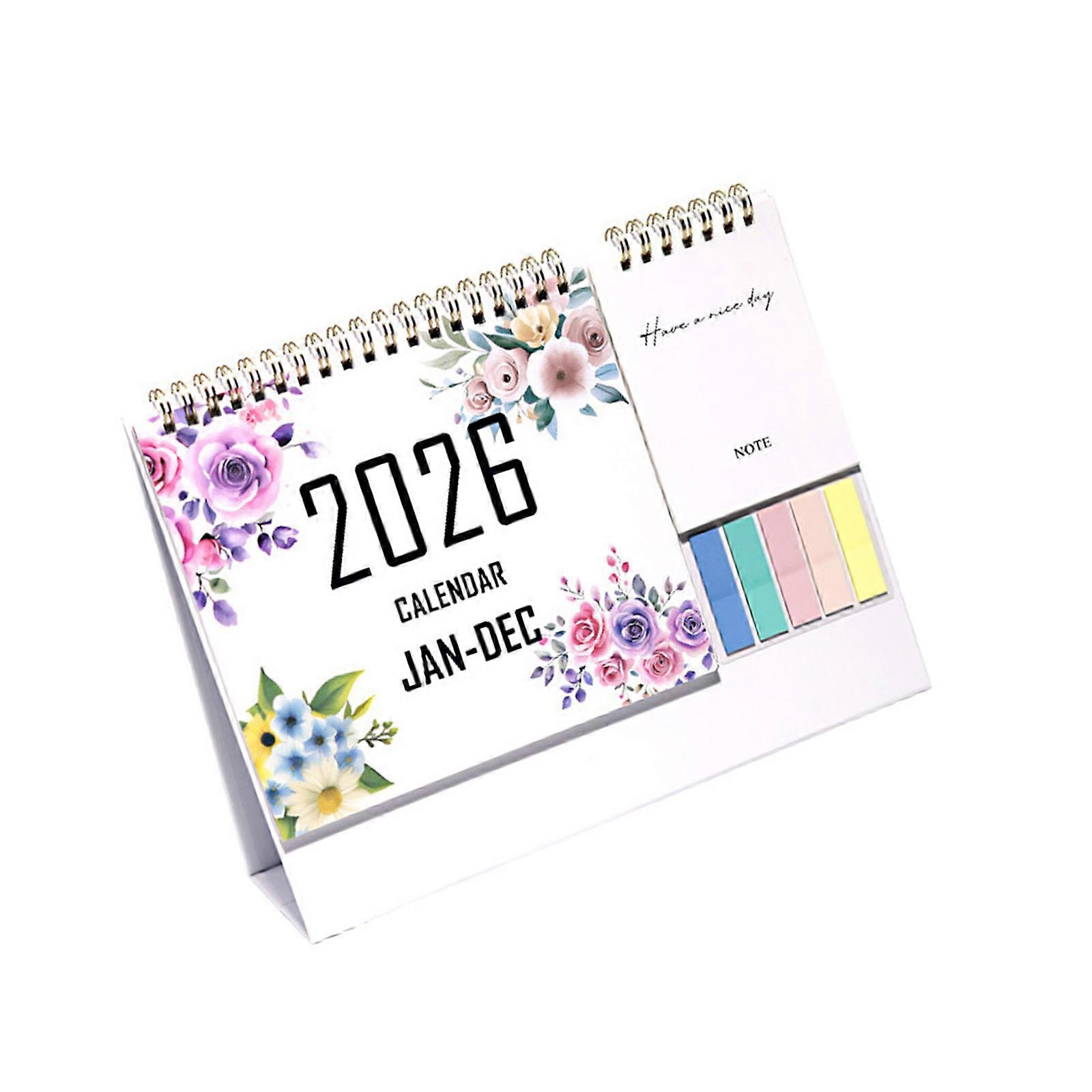 2026 Desk Calendar with Writing Pad and Sticker 12 Month Calendar Planner from Jan to Dec For Notes Task Management Multicolor