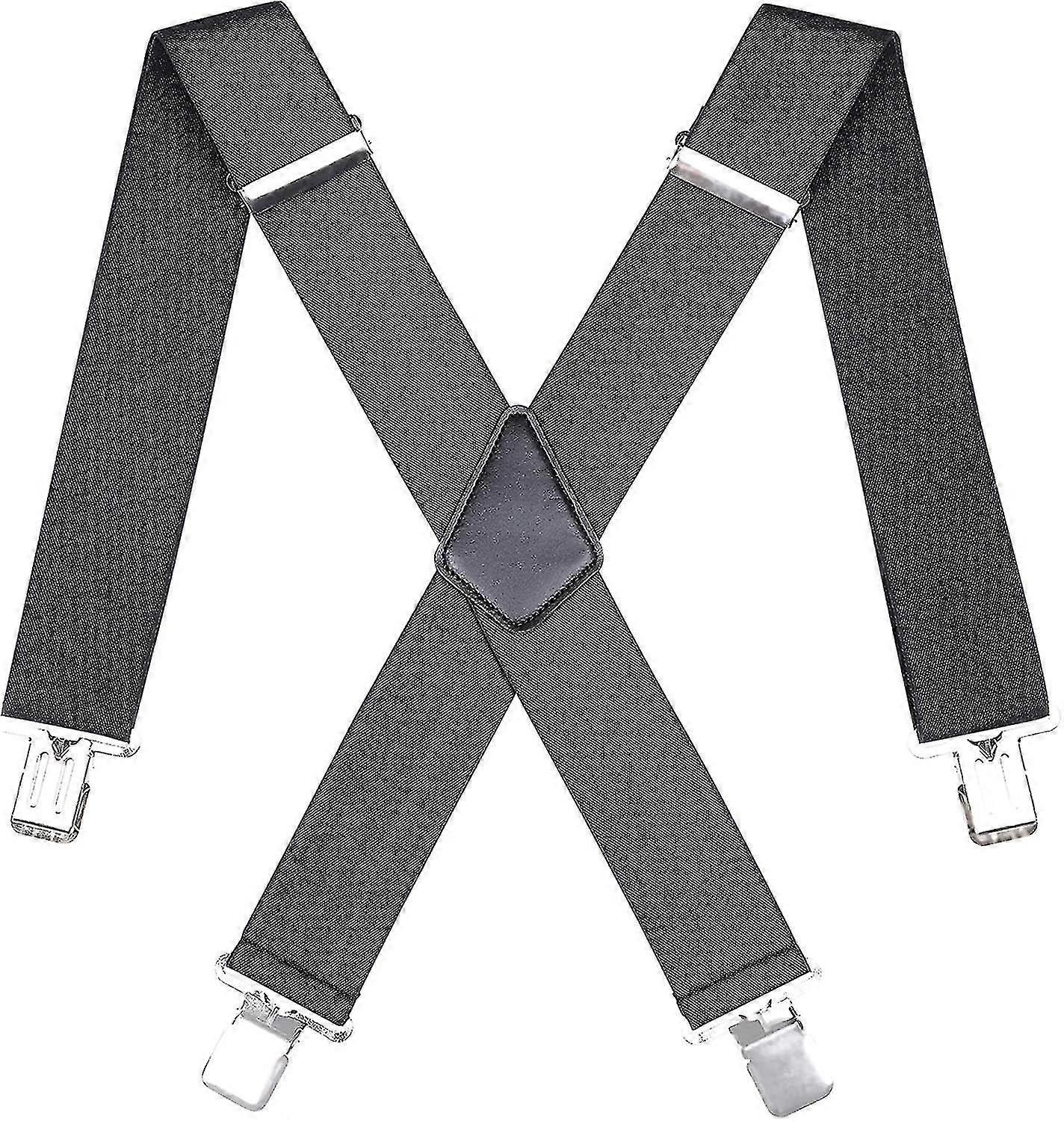 50mm Wide Men Trouser Braces - X Shape Adjustable Elasticated Heavy Duty