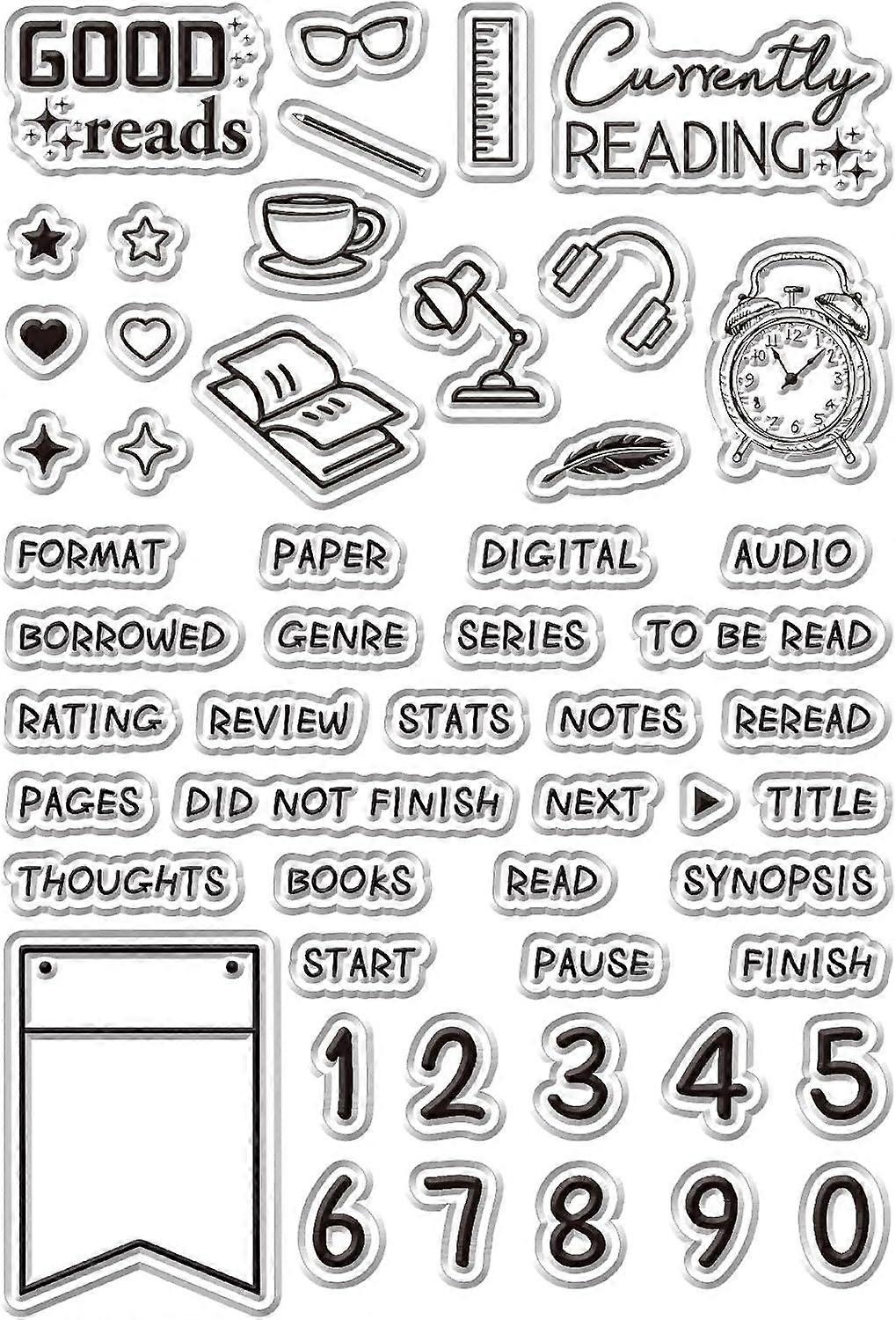 Numeral Clear Rubber Stamps Reusable Diary Elements Reading Transparent Silicone Stamp Seals for Journaling Card Making Decor DIY Scrapbooking Photo A
