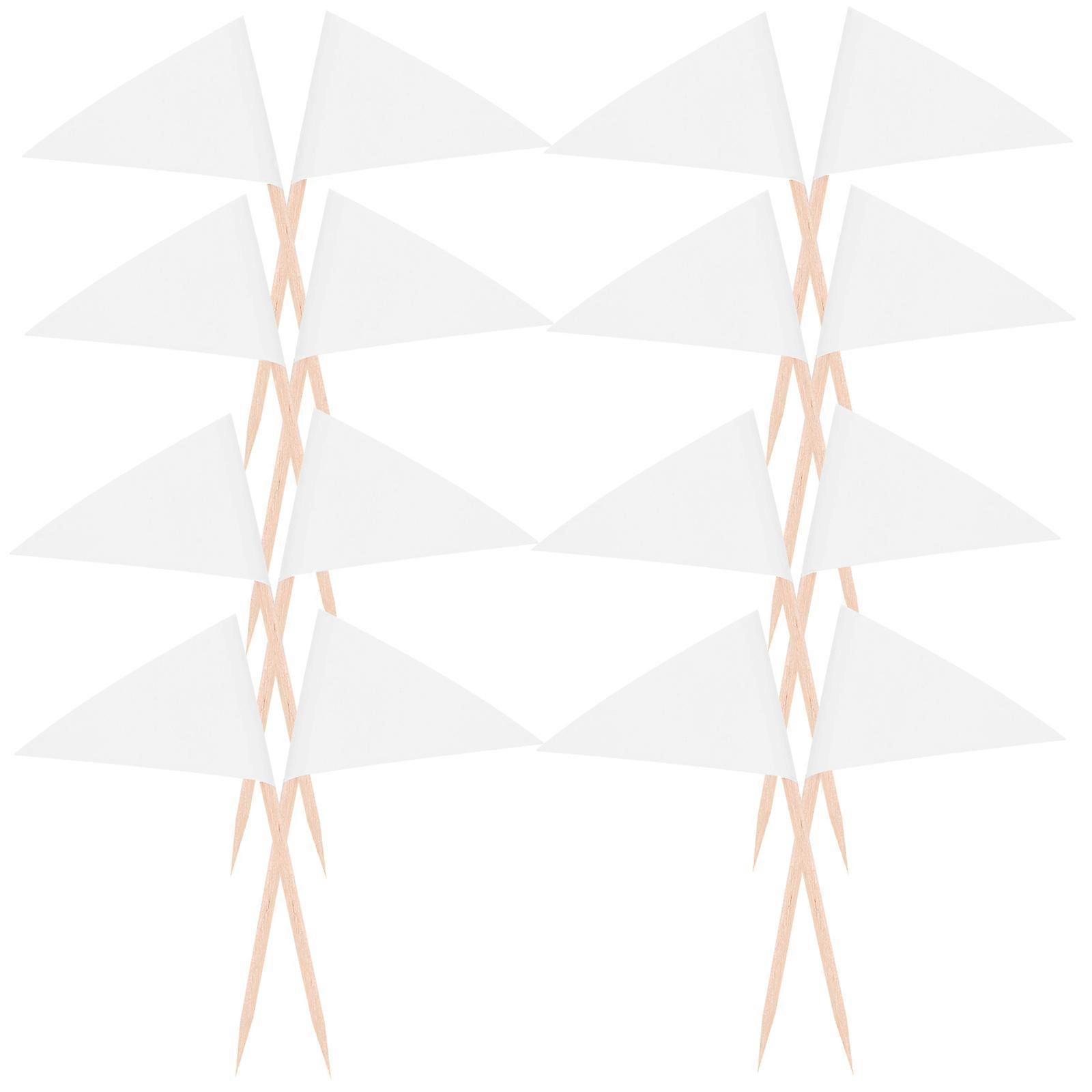 White Toothpick Flags for Food Presentation 100Pcs Solid Mini Flags